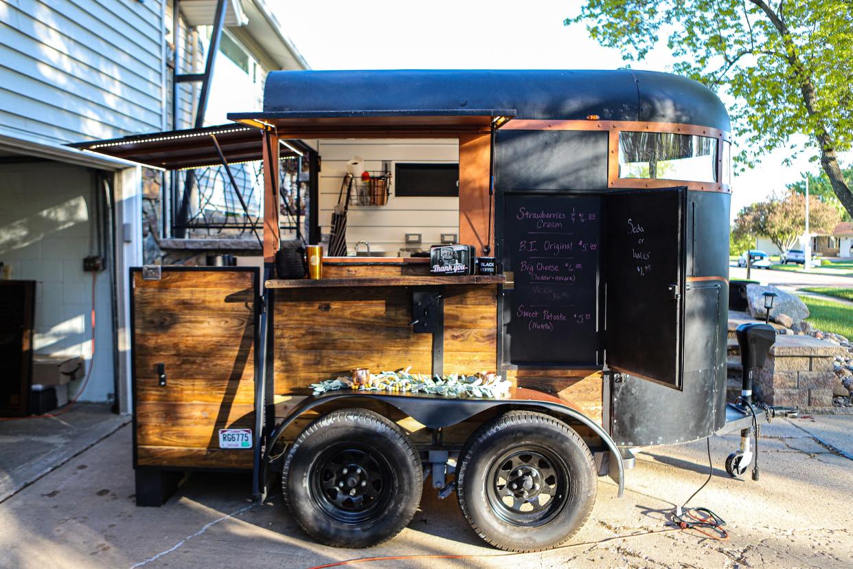 Black Iron Waffles was built out of an old, 1974 horse trailer. The Brockevelt family wanted to do something different with their food "truck," and thought waffles would be a fun idea.