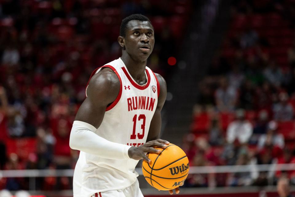 Utah Utes center Keba Keita (13) prepares for a free throw during a game against the Oregon Ducks at the Huntsman Center in Salt Lake City on Jan. 21, 2024. | Marielle Scott, Deseret News