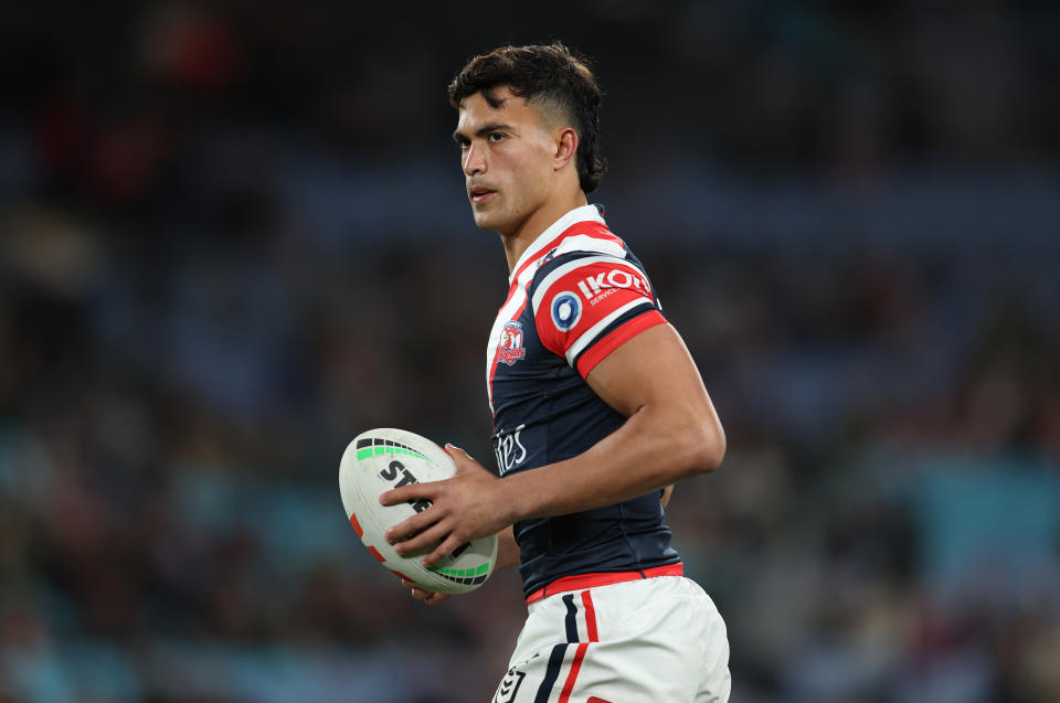 Joseph Suaalii, pictured here in action for the Sydney Roosters.