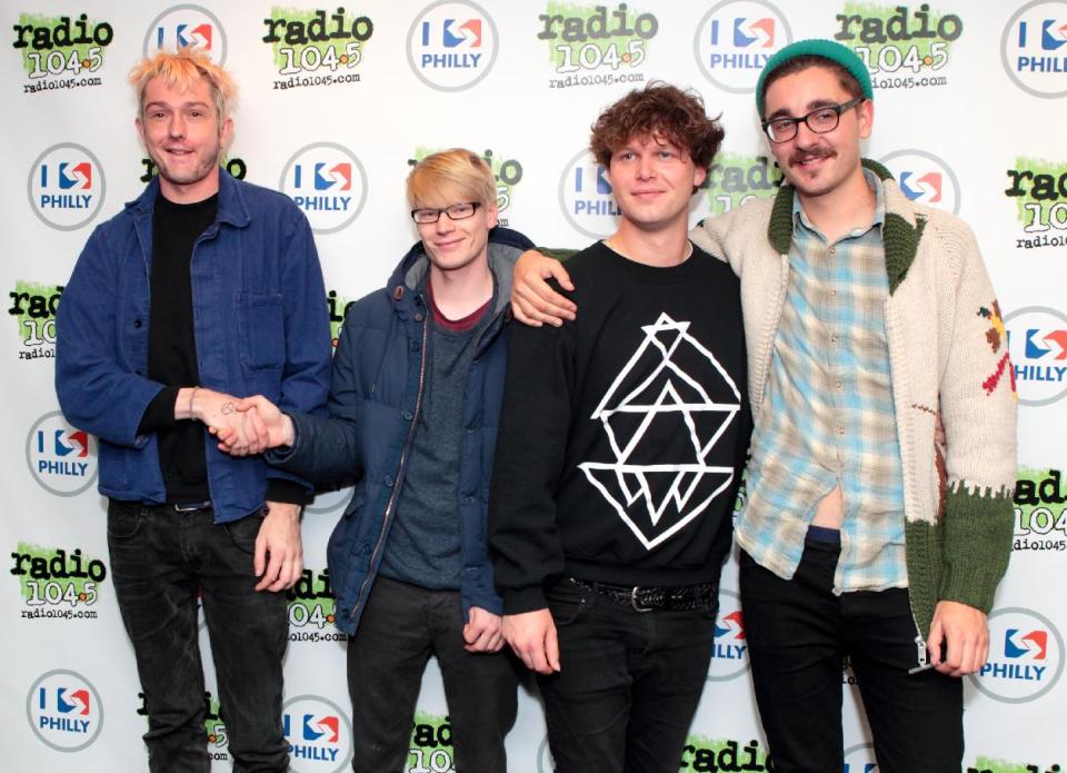 FILE - This March 21, 2013 file photo shows English indie rock band Alt-J, from left, Thom Green, Gwil Sainsbury, Joe Newman and Gus Unger-Hamilton at the Radio 104.5 iHeartradio Performance Theater in Philadelphia. Their debut album, "An Awesome Wave," went on to win the prestigious Mercury Prize given to the top album of the year in the United Kingdom and Ireland. The Cambridge quartet has since been a near constant conversation piece on the blogosphere and mid-sized club circuit on both sides of the Atlantic Ocean. (Photo by Owen Sweeney/Invision/AP, file)