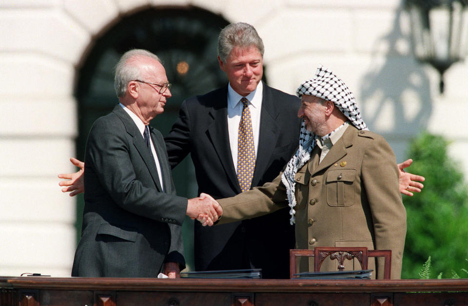 Oslo Accords White House (J. David Ake / AFP via Getty Images file)