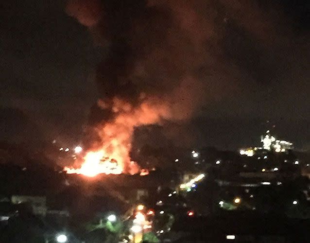 The fire destroyed a large portion of the furniture warehouse in Marrickville. Photo: Clare McCallum