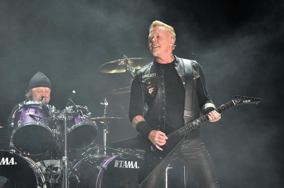 Lars Ulrich and James Hetfield of Metallica perform May 14, 2017, at MetLife Stadium.