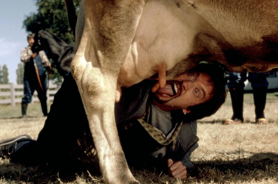 Tom Green licking a cow udder