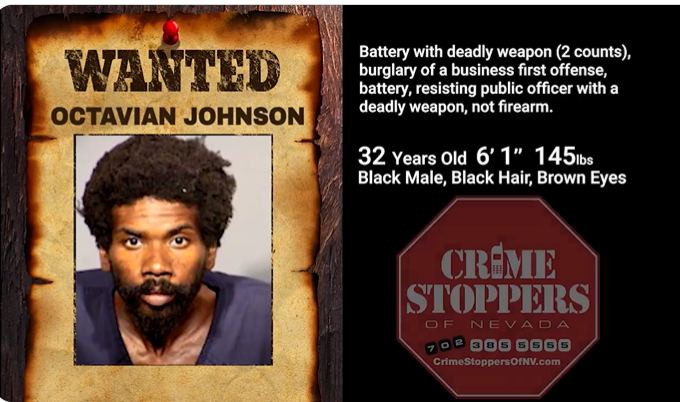 Las Vegas, Nevada police this wanted graphic Octavian Johnson on Sept. 1. He was arrested this week in southwest Missouri for allergy stabbing his cousin in Springfield on Monday.