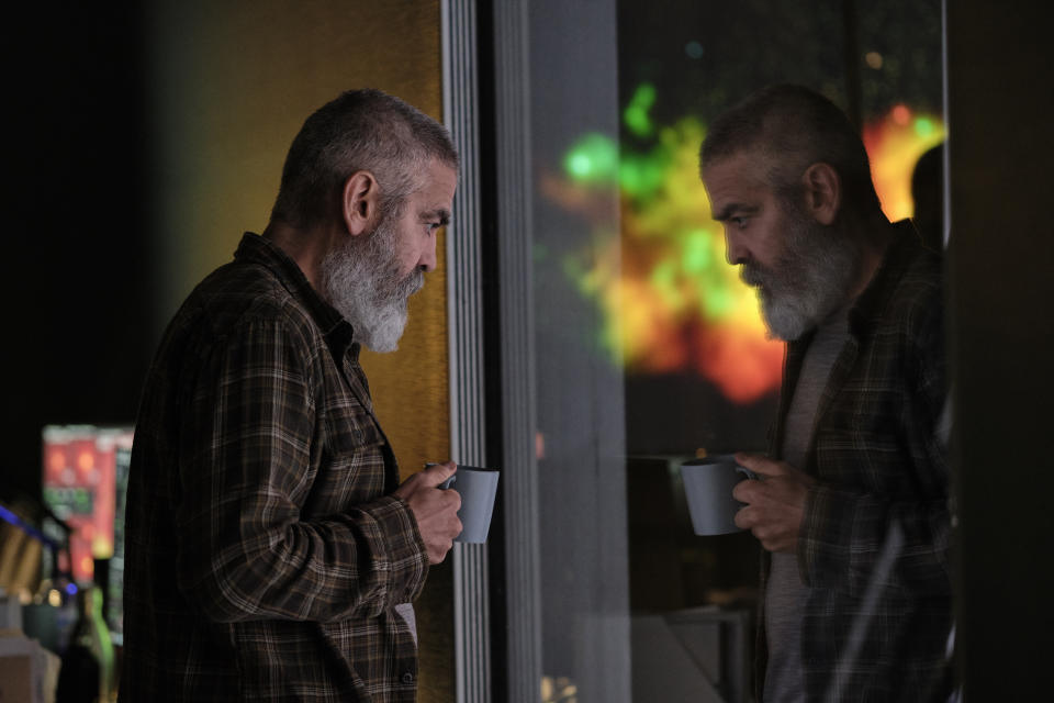 This image released by Netflix shows George Clooney in a scene from "The Midnight Sky." (Philippe Antonello/Netflix via AP)