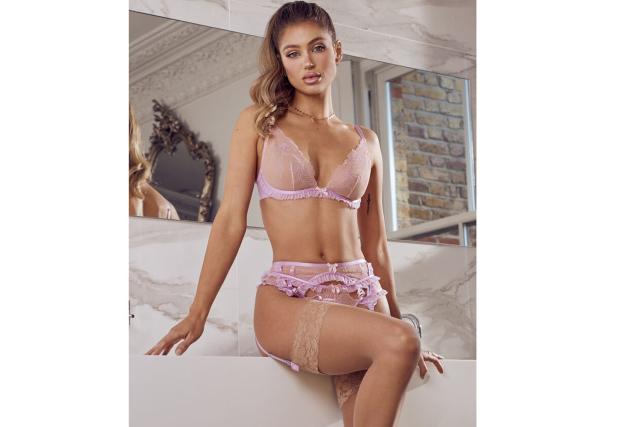 Noelle Wolf Mist Silk Set, 32D Bra and Size 4 Thong NWT, Women's - Other, London