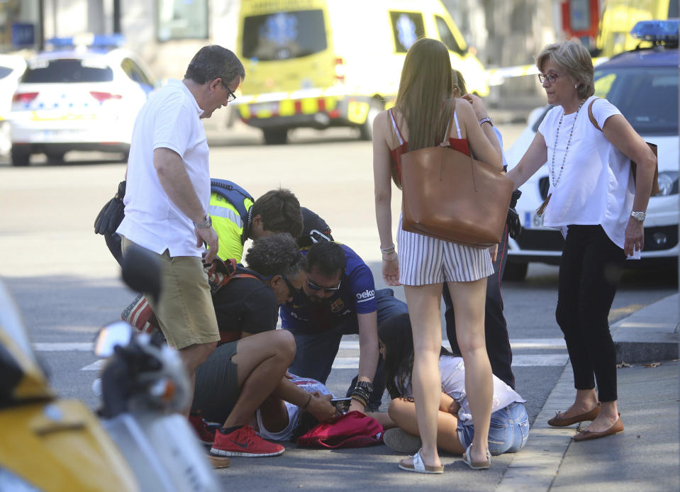 Van jumps sidewalk in Barcelona injuring several people