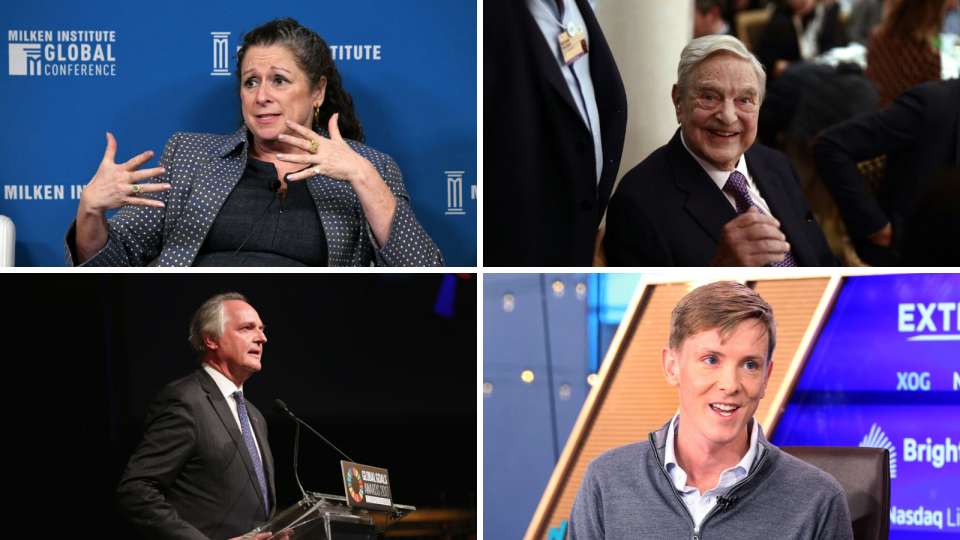 Clockwise: Abigail Disney; George Soros; Paul Polman; and Chris Hughes. All have been among millionaires and billionaires that have backed heftier taxes on the wealthy. (Source: Getty, CNBC)