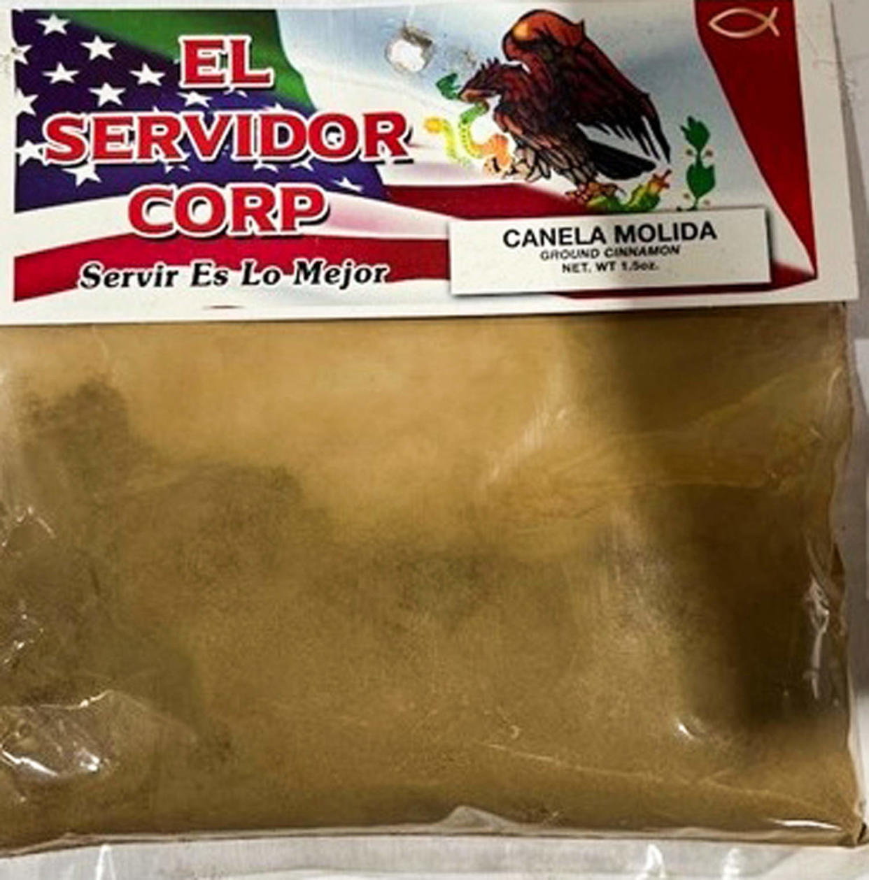 A package of El Servidor Corp ground cinnamon. (FDA)