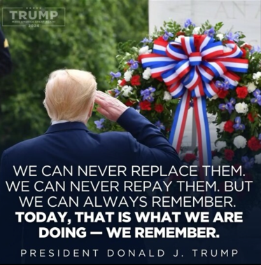 A screen grab of a Memorial Day message former President Donald Trump has posted on his social media platform.