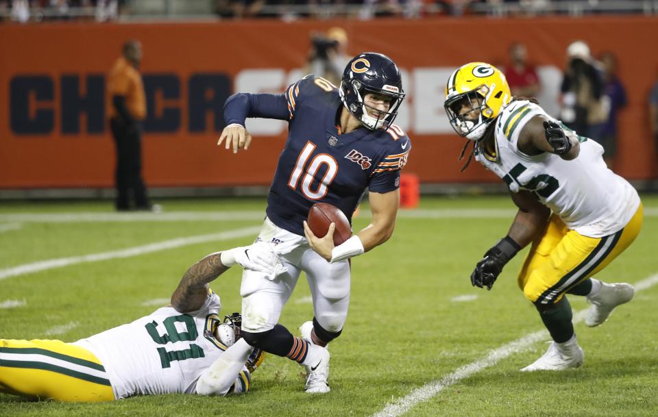 Mitchell Trubisky is off to a rough start this season. (AP)