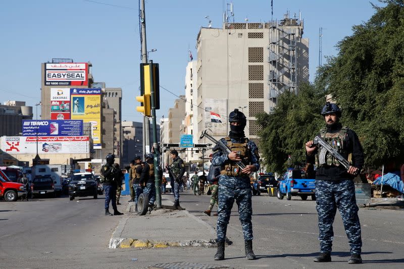 Site of a twin suicide bombing attack in a central market in Baghdad