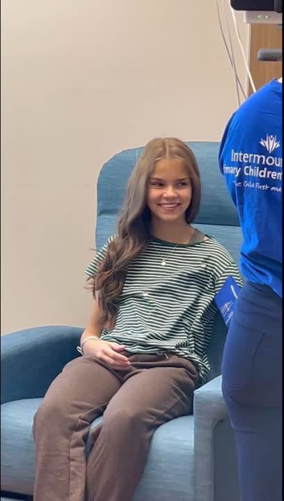 Marrisa Kauffman, 14, receives an infusion treatment at Primary Children’s Hospital (Courtesy: Primary Children’s Hospital)
