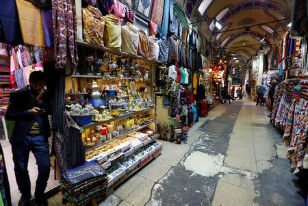 Merchants wait for customers at the historical Grand Bazaar, known as the Covered Bazaar, in Istanbul, Turkey, January 12, 2017. Picture taken January 12, REUTERS/Murad Sezer