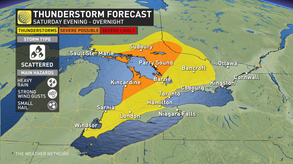 ON storm risk Sat PM