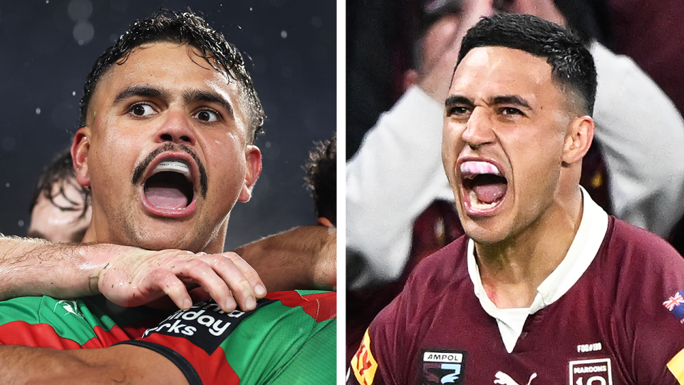  Valentine Holmes (pictured right) has warned Latrell Mitchell (pictured left) he will not have it easy in his return to the State of Origin arena. (Getty Images)