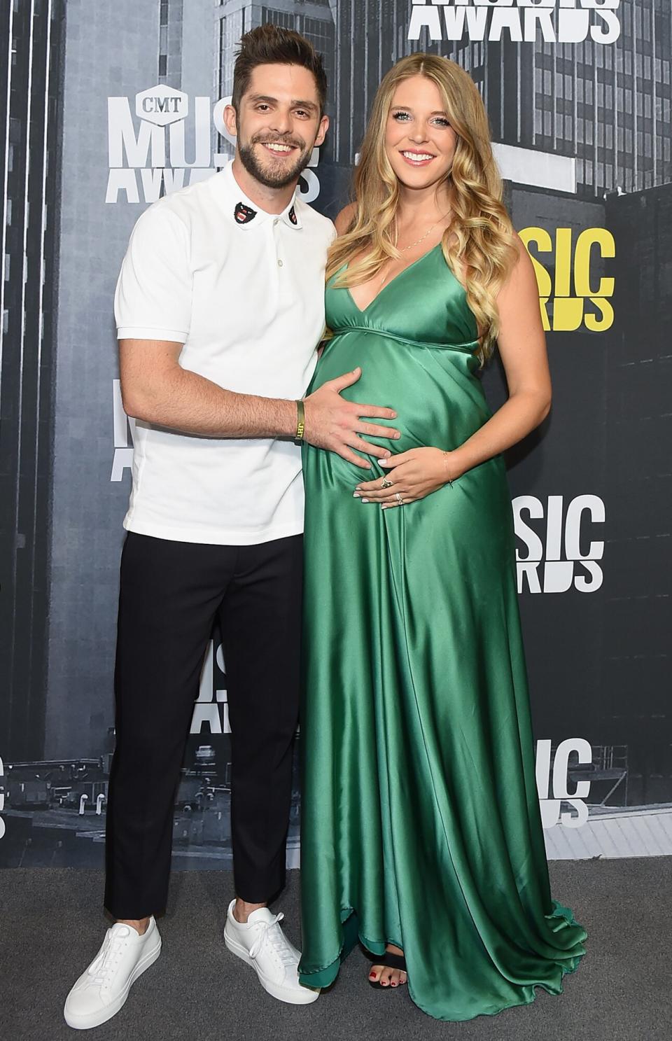 Thomas Rhett and wife Lauren Akins attend the 2017 CMT Music Awards at the Music City Center on June 7, 2017 in Nashville, Tennessee