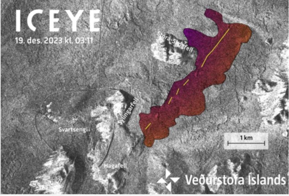 Satellite map of Iceland volcano (Icelandic Met Office)