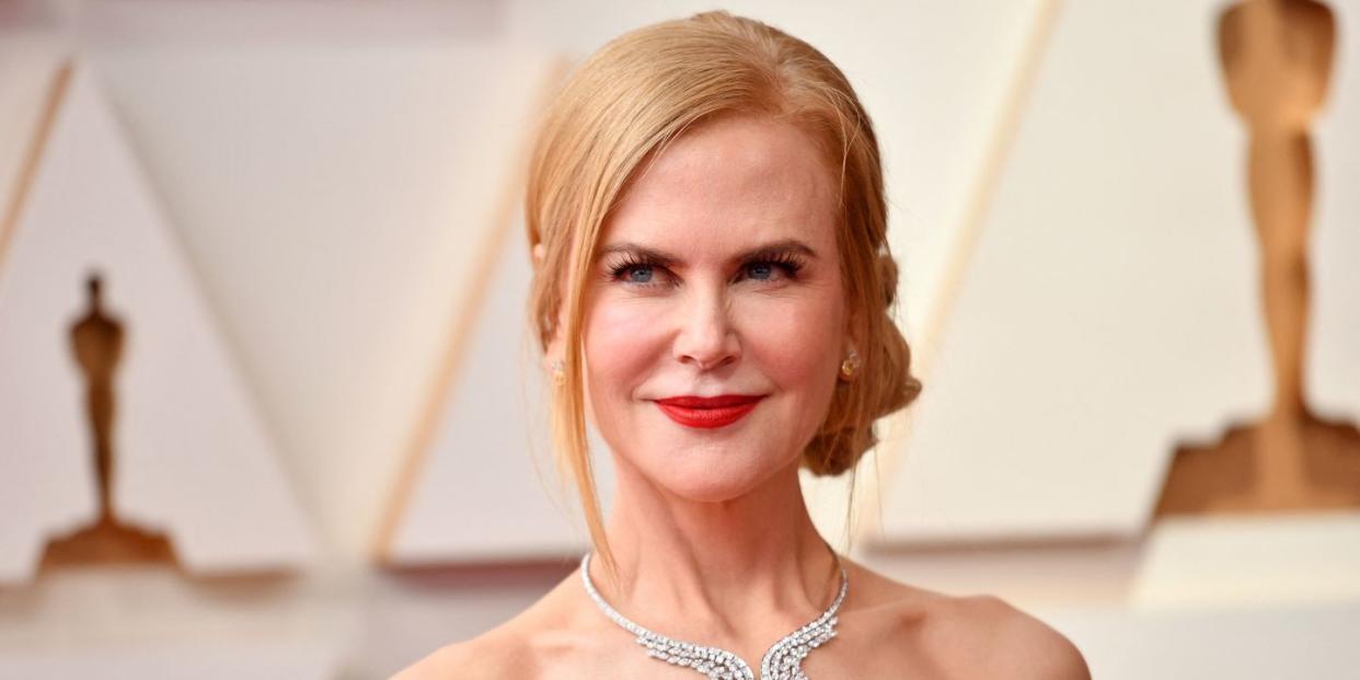 nicole kidman with strawberry blonde up do on the red carpet