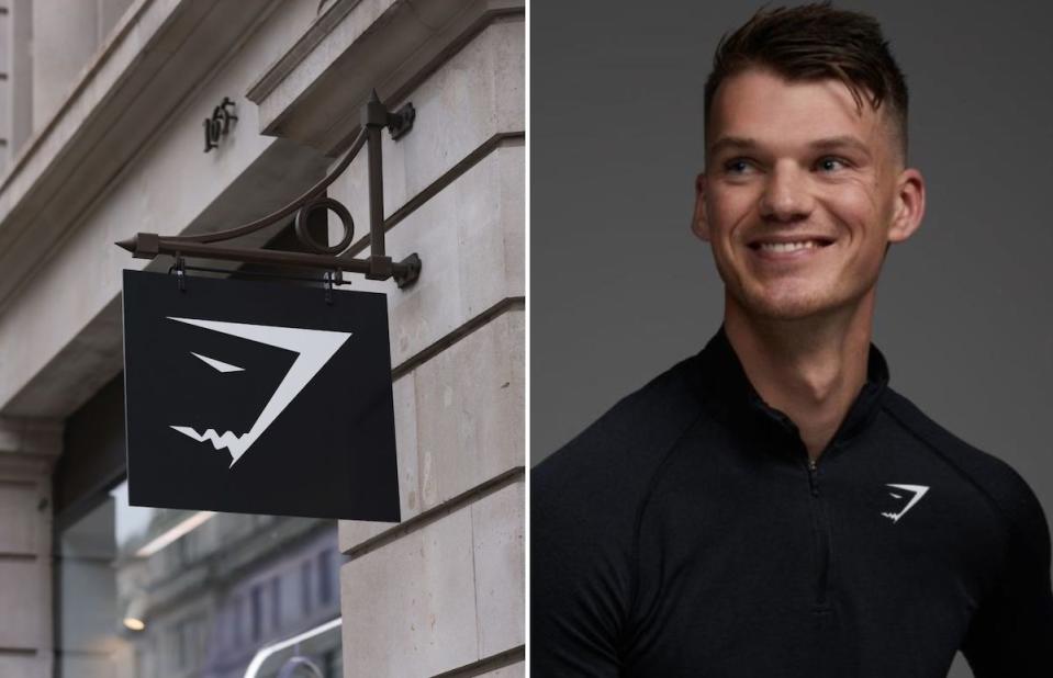 Compilation image of Gymshark logo and founder Ben Francis