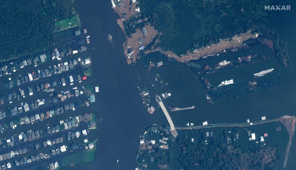 Maxar Satellite Imagery shows the town of Barataria, La. on Aug. 31, 2021.