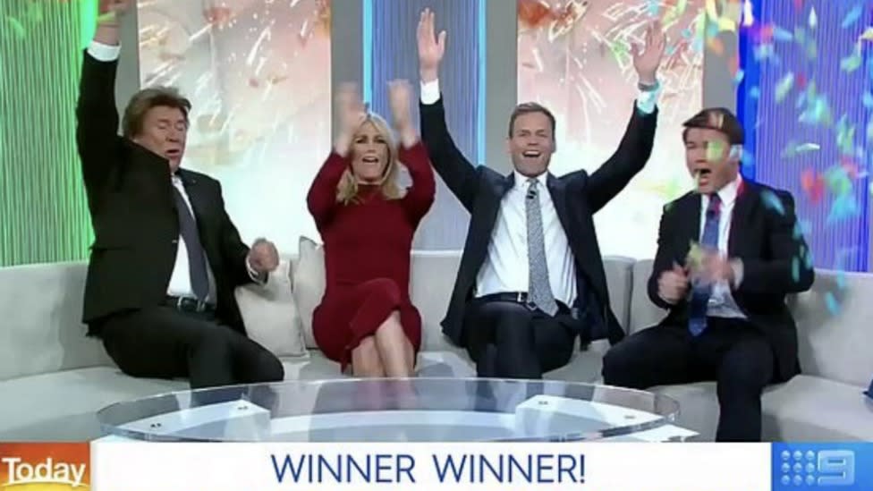 The Today show hosts are seen awarding a viewer with $250,000. 