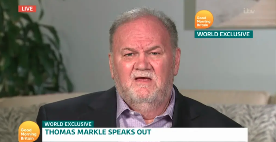 Thomas Markle is threatening to only get louder if the royals continue to ignore him. Source: ITV