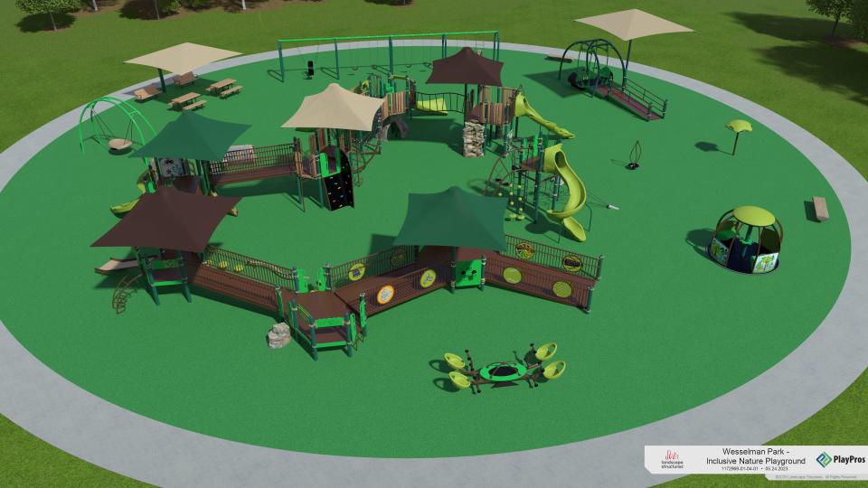 Rendering of planned Wesselman Park playground.