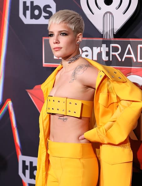 Halsey literally wore a belt as a shirt to the iHeartRadio Music Awards