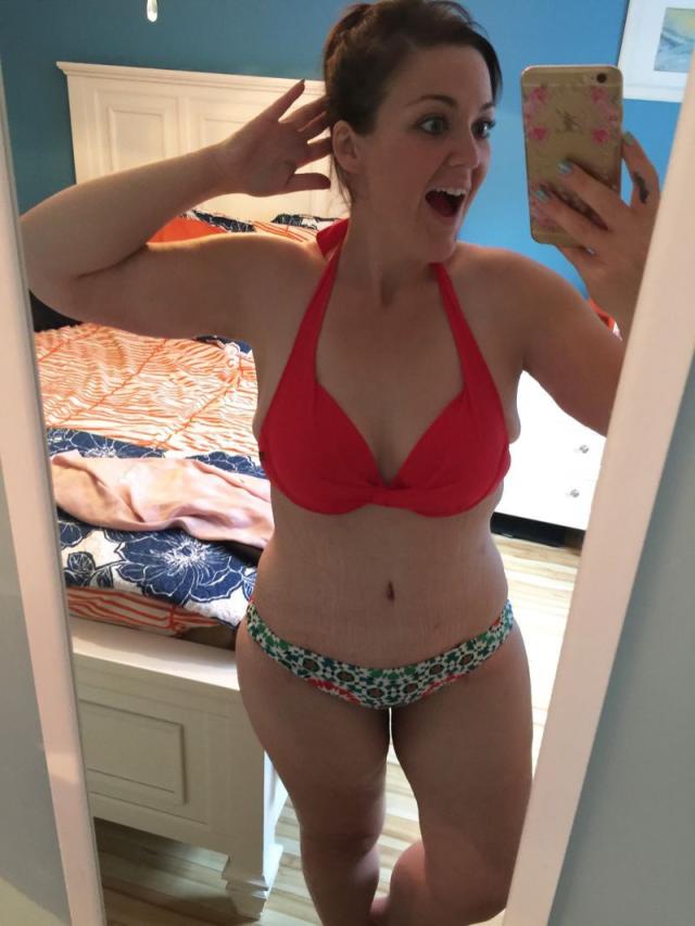 Woman wears bikini for first time after losing an incredible 210 pounds -  Yahoo Sports