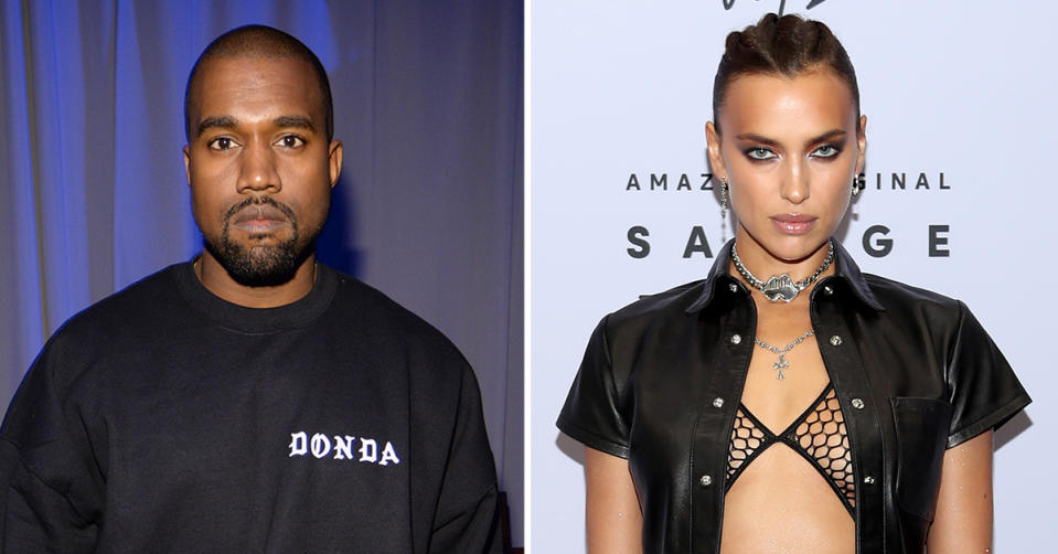 A side-by-side image of Kanye West and Irina Shayk. Photo: Getty Images.