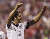 United States' Omar Gonzalez celebrates their 2-0 victory over Mexico in their FIFA World Cup qualifying soccer match in Columbus, Ohio September 10, 2013. REUTERS/Matt Sullivan