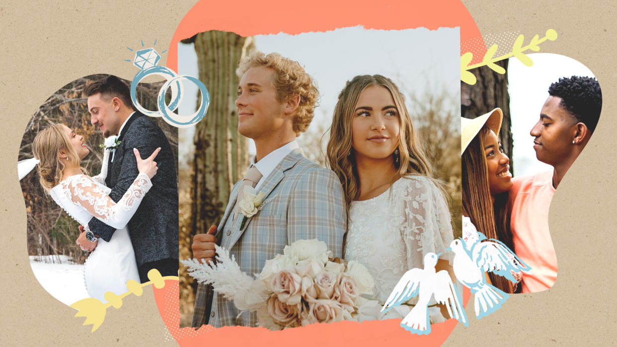 Here's why some teens choose to get married. (Photos: Courtesy of Destiny/Ty and Abba/Jastiny Bell; Illustration: Aisha Yousaf)