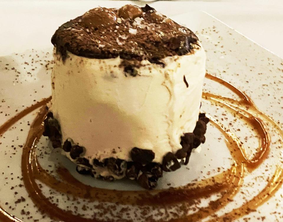 Chocolate Caramel Sea Salt Cake is among the decadent desserts at City Grille & Raw Bar, 1314 Prudential Drive on the Southbank of downtown Jacksonville.