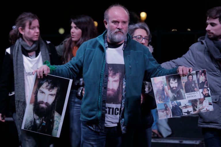 Sergio Maldonado, en el acto en Plaza de Mayo, a un año de la muerte de su hermano