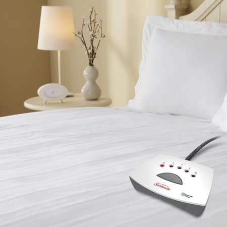 Sunbeam White Heated Mattress Pad, Queen (Credit: Walmart)