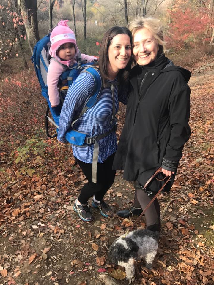 Margot Gerster and Hillary Clinton in outside Chappaqua, New York on Thursday. (Via Margot Gerster's Facebook page)