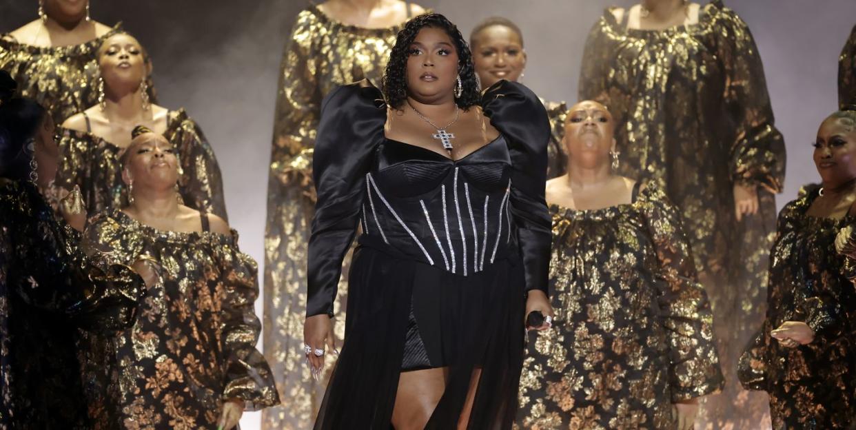 los angeles, california february 05 lizzo c performs onstage during the 65th grammy awards at cryptocom arena on february 05, 2023 in los angeles, california photo by kevin wintergetty images for the recording academy