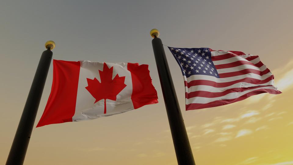 Flag of Canada and of the United States of America