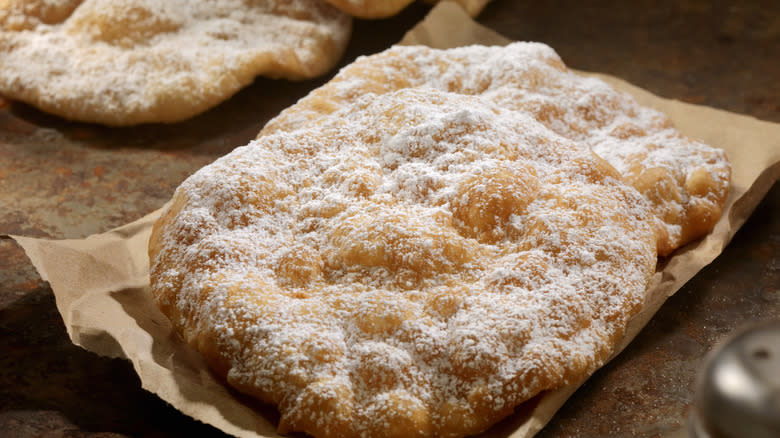 Fried dough on parchment