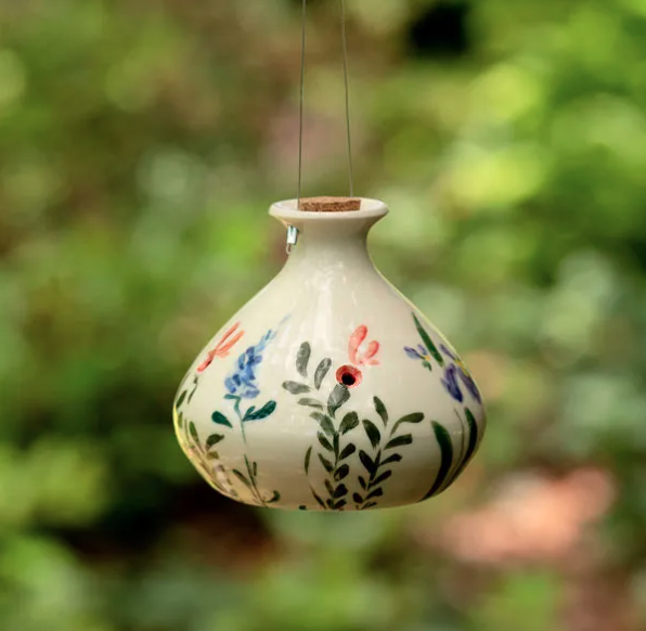 12) Hand-Painted Porcelain Hummingbird Feeder