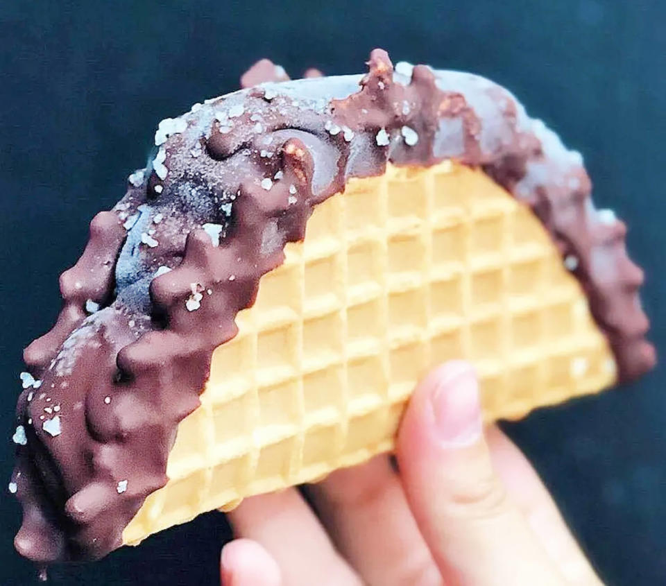 Taco Bell x Salt & Straw Ice Cream Chocolate Taco. (Courtesy Salt & Straw)