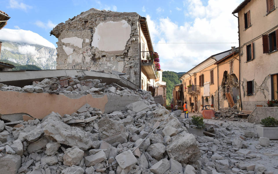 Devastation following an earthquake in central Italy.