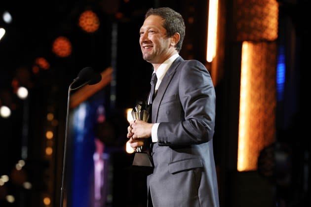 Ebon Moss-Bachrach accepts Best Supporting Actor in a Comedy Series for 'The Bear' during the 29th Annual Critics Choice Awards. - Credit: Kevin Mazur/Getty Images for Critics Choice