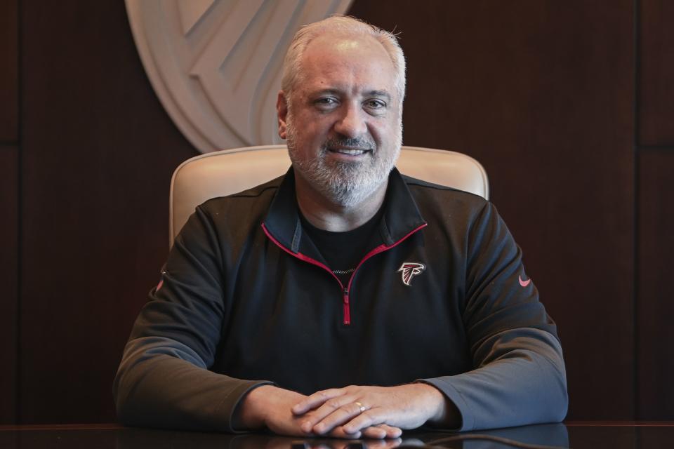 Atlanta Falcons SVP chief communications officer Brett Jewkes poses for a portrait in Flowery Branch, Georgia, on Wednesday, October 26, 2022. | Shanna Lockwood, Atlanta Falcons