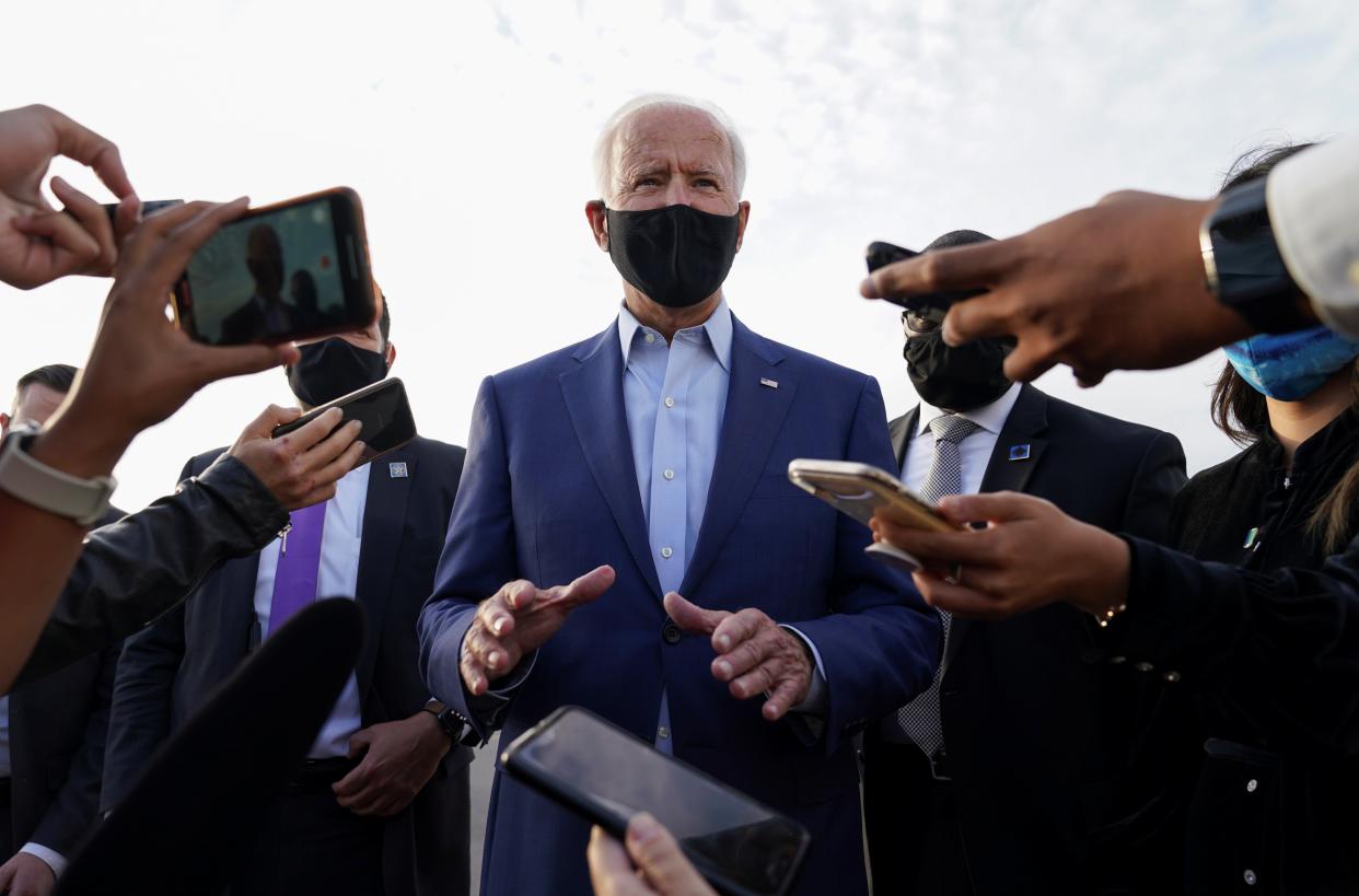 Joe Biden on the campaign trail on Wednesday (REUTERS)