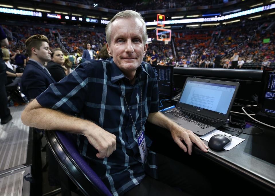 Jeff Metcalfe during Game 3 of the WNBA semifinals playoff on Aug. 31, 2018, at Talking Stick Resort Arena in Phoenix, Ariz.