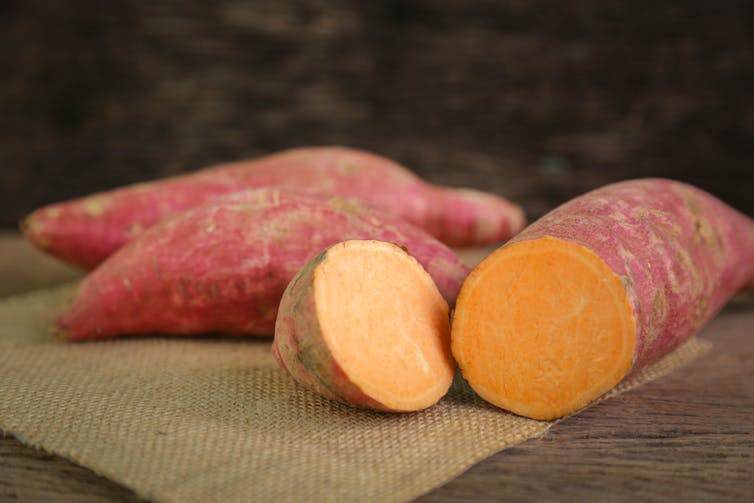 <span class="caption">Some extra vitamin A with your sweet potato?</span> <span class="attribution"><a class="link " href="https://www.shutterstock.com/image-photo/fresh-organic-orange-sweet-potato-763562713?src=rPdoA8gdsDb-YaioTiIXkg-1-62" rel="nofollow noopener" target="_blank" data-ylk="slk:Janthiwa Sutthiboriban/Shutterstock.com;elm:context_link;itc:0;sec:content-canvas">Janthiwa Sutthiboriban/Shutterstock.com</a></span>