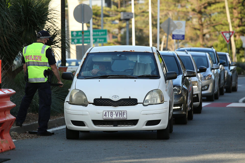 Police check cars at the Queensland-NSW border in September during the Covid pandemic.